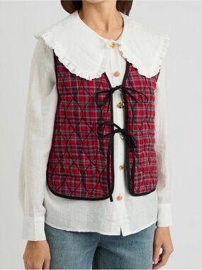 Damson Madder Reversible Gilet in black gingham NWOT